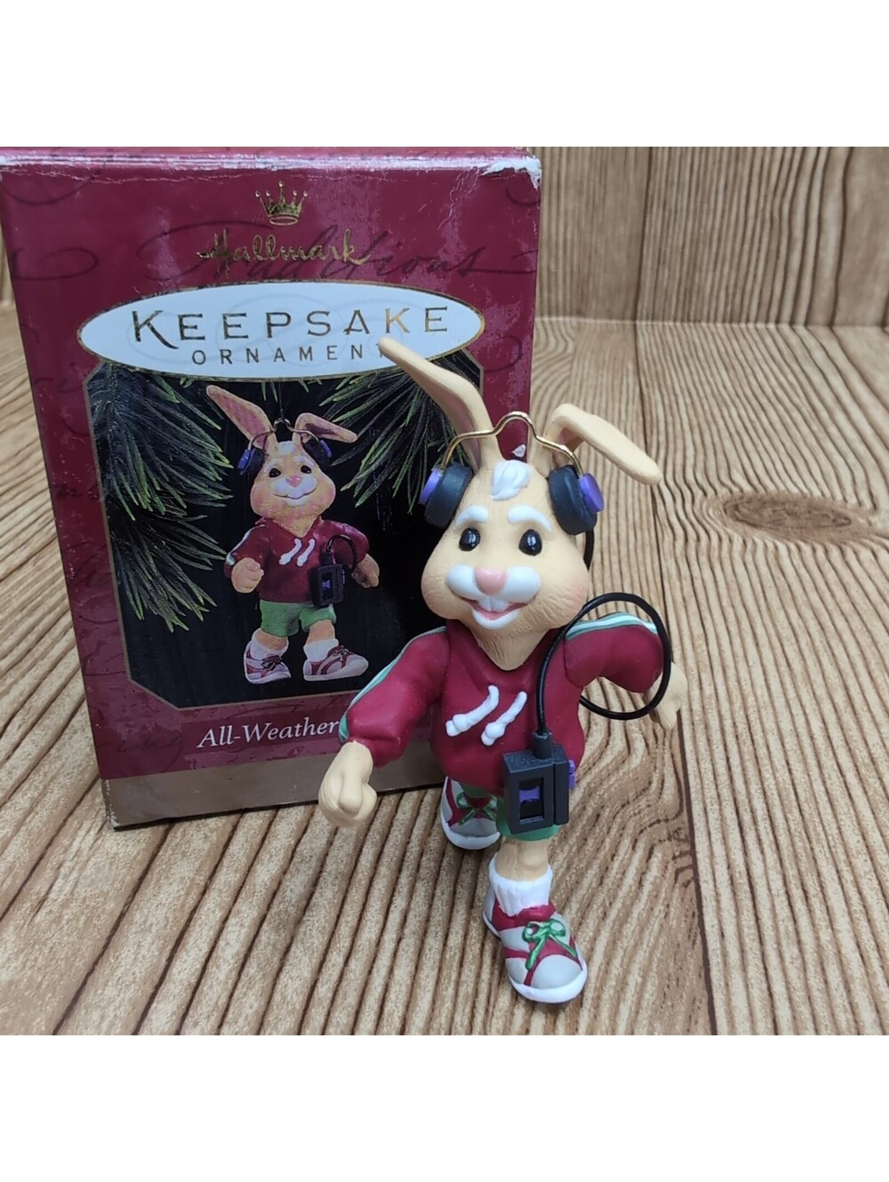 Hallmark Keepsake Ornament Vtg 1997 All-Weather Walker Bunny Walkman Headphones